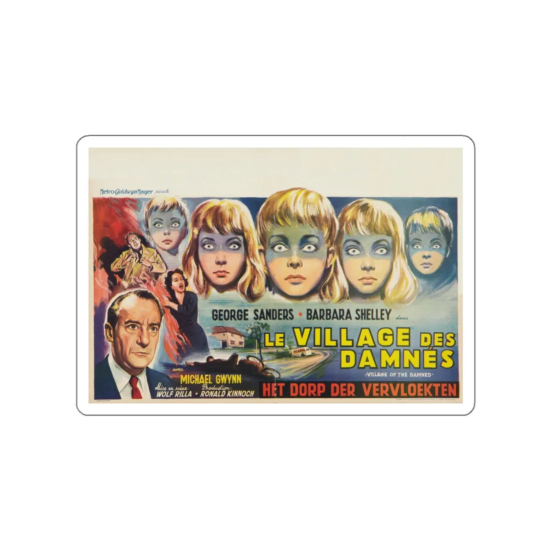 VILLAGE OF THE DAMNED (BELGIAN) 1960 Movie Poster STICKER Vinyl Die-Cut Decal 6 Inch - The Sticker Space