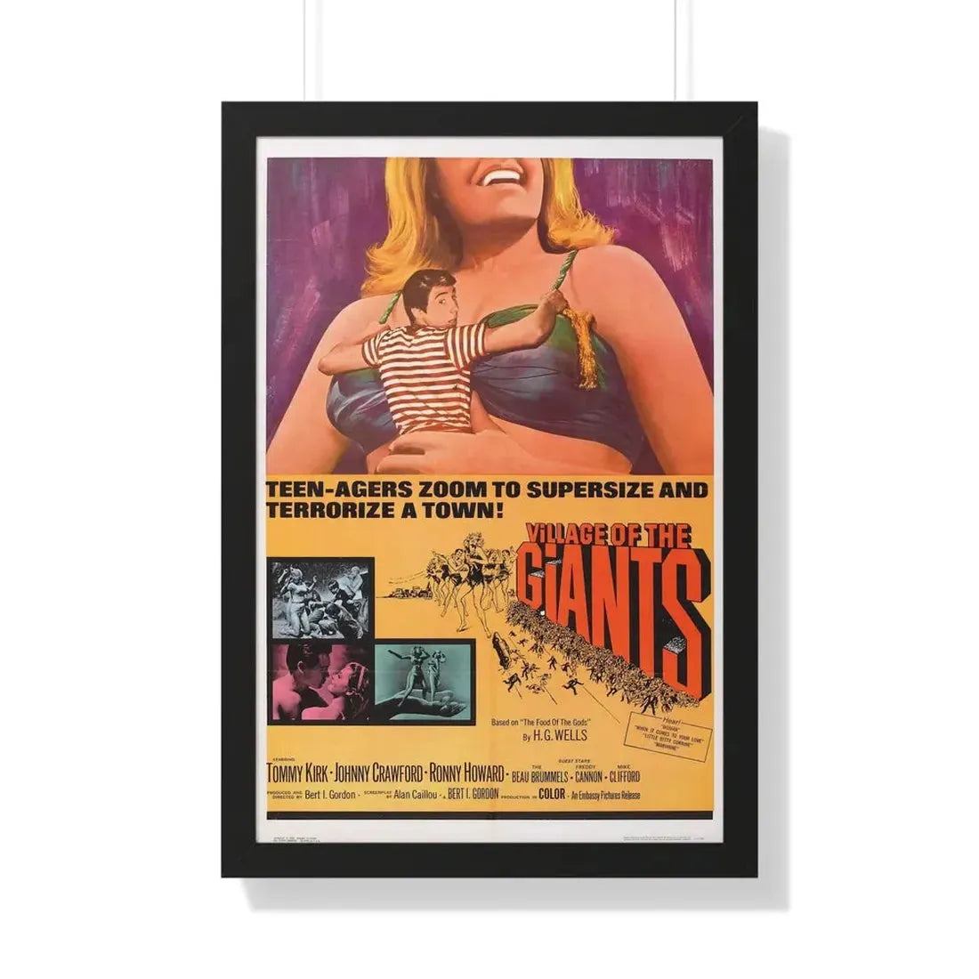 VILLAGE OF THE GIANTS 1965 - Framed Movie Poster 20" x 30" Black - The Sticker Space