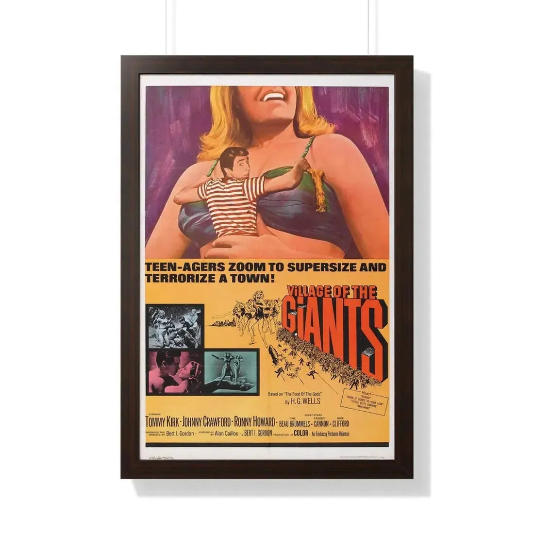 VILLAGE OF THE GIANTS 1965 - Framed Movie Poster 20" x 30" Walnut - The Sticker Space
