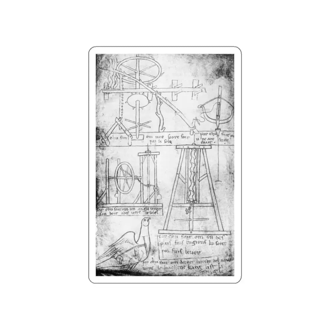 VILLARD DE HONNECOURT - Machines (Artwork) STICKER Vinyl Die-Cut Decal White Die-Cut 5 Inch - The Sticker Space