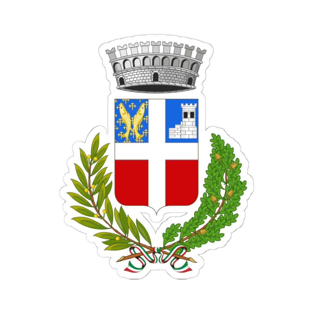 Villeneuve-Stemma (Italy) (Coat of Arms) STICKER Vinyl Kiss-Cut Decal 6 Inch White - The Sticker Space