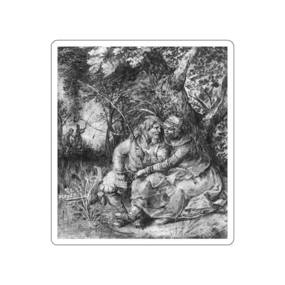 VINCKBOONS, David - Elderly Fisherman with a Girl (Artwork) STICKER Vinyl Die-Cut Decal White Die-Cut 2 Inch - The Sticker Space