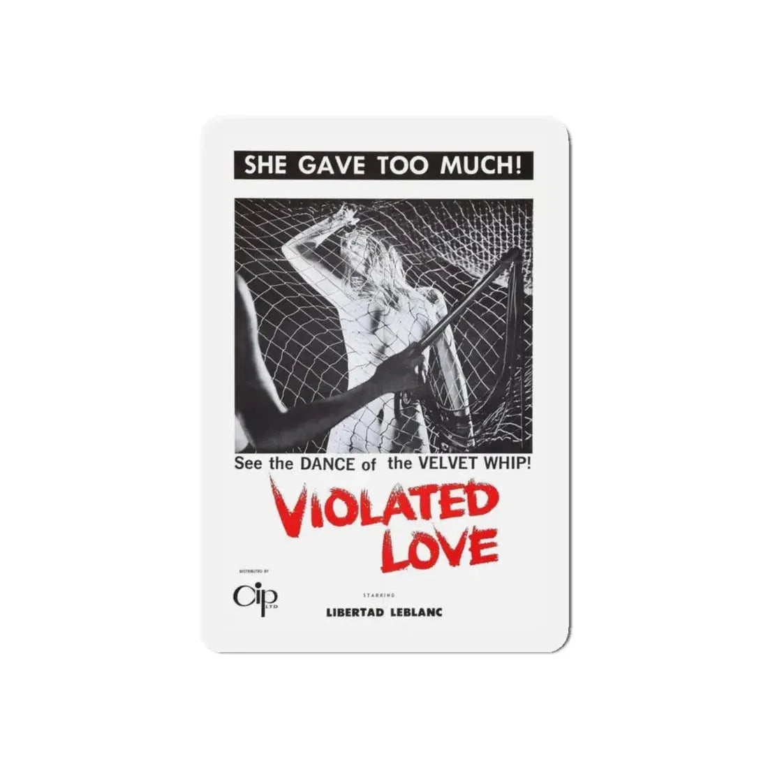 VIOLATED LOVE 1963 Movie Poster - Refrigerator Magnet 6 Inch Die-Cut - The Sticker Space