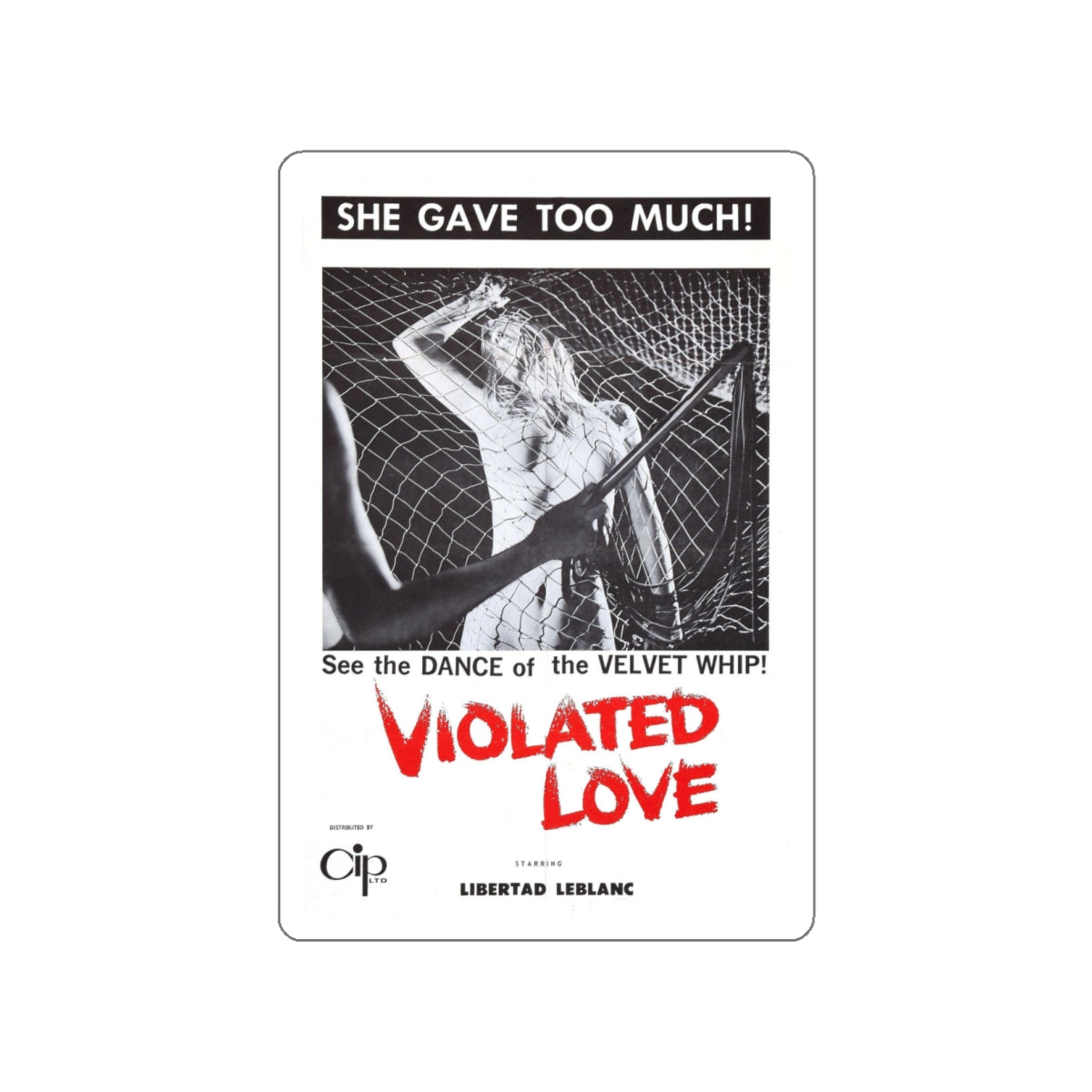 VIOLATED LOVE 1963 Movie Poster STICKER Vinyl Die-Cut Decal-White-The Sticker Space