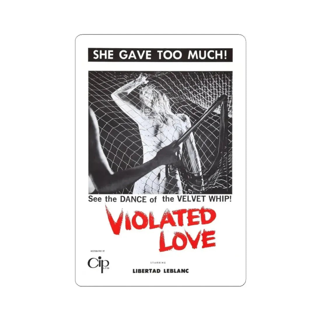 VIOLATED LOVE 1963 Movie Poster - STICKER Vinyl Kiss-Cut Decal 6 Inch White - The Sticker Space