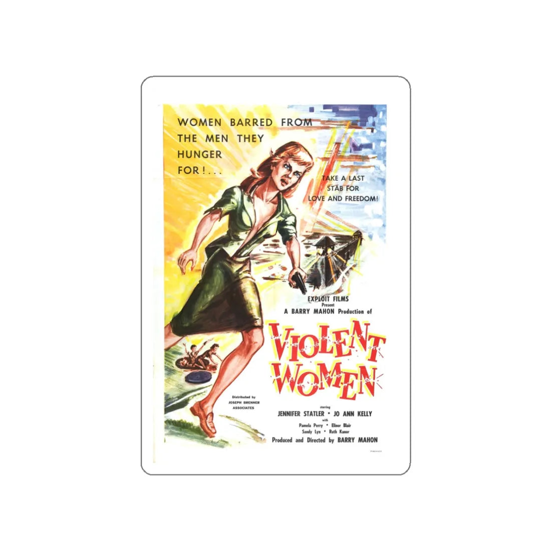 VIOLENT WOMEN 1959 Movie Poster STICKER Vinyl Die-Cut Decal 3 Inch - The Sticker Space