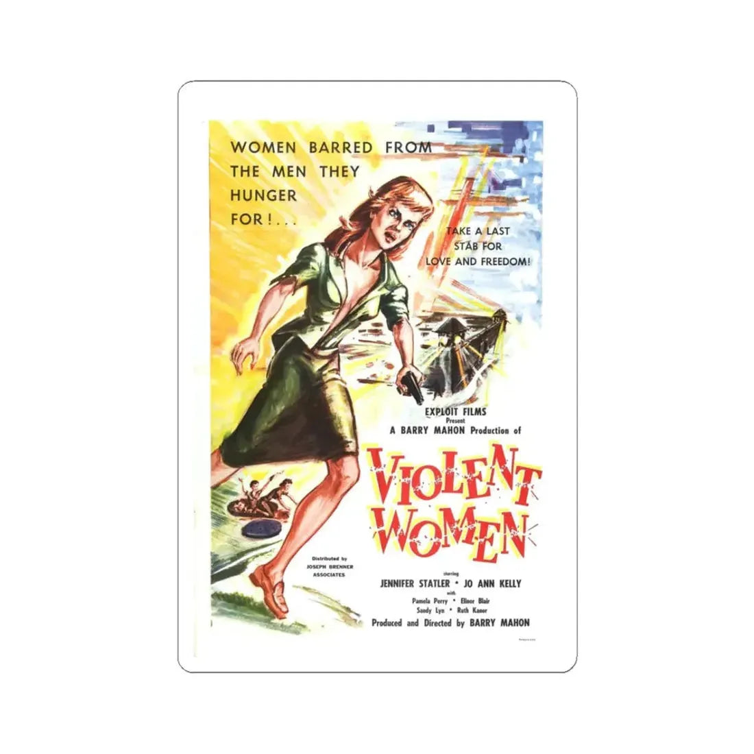 VIOLENT WOMEN 1959 Movie Poster - STICKER Vinyl Kiss-Cut Decal 3 Inch White - The Sticker Space