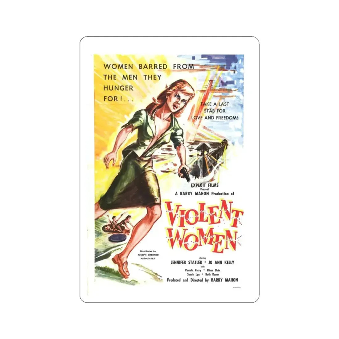 VIOLENT WOMEN 1959 Movie Poster - STICKER Vinyl Kiss-Cut Decal 4 Inch White - The Sticker Space