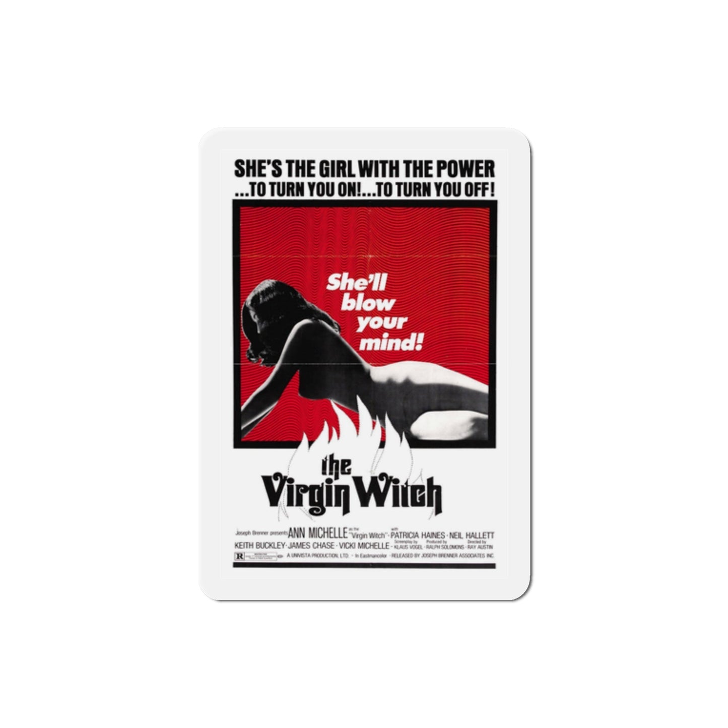 Virgin Witch 1972 Movie Poster Die-Cut Magnet-2" x 2"-The Sticker Space