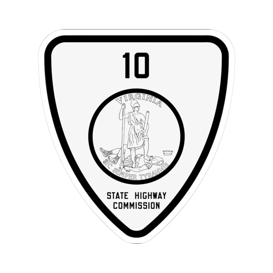Virginia 10 1918 (Virginia) (Road Sign) STICKER Vinyl Kiss-Cut Decal 3 Inch White - The Sticker Space