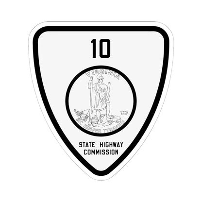 Virginia 10 1918 (Virginia) (Road Sign) STICKER Vinyl Kiss-Cut Decal 6 Inch White - The Sticker Space