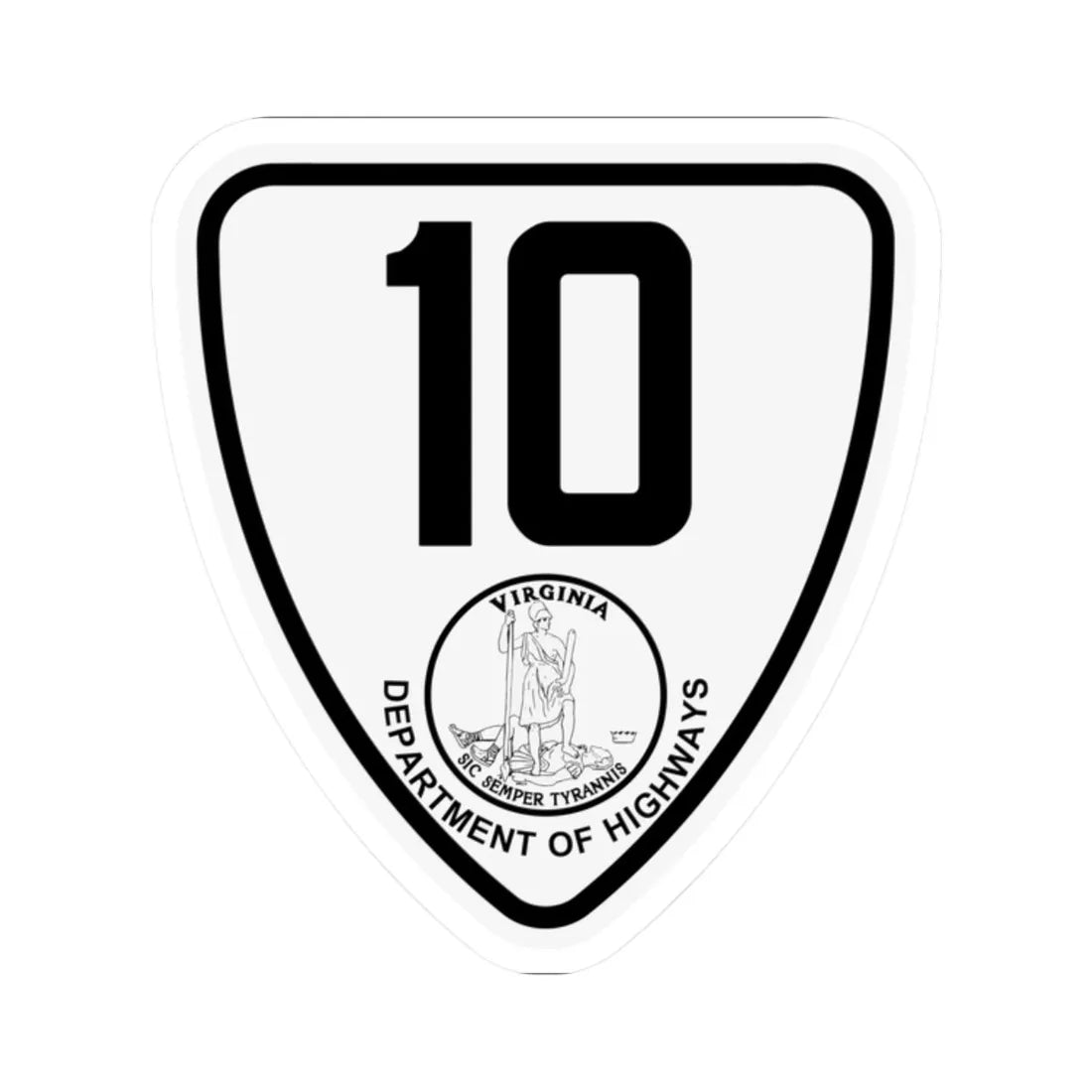 Virginia 10 1924 (Virginia) (Road Sign) STICKER Vinyl Kiss-Cut Decal 2 Inch White - The Sticker Space