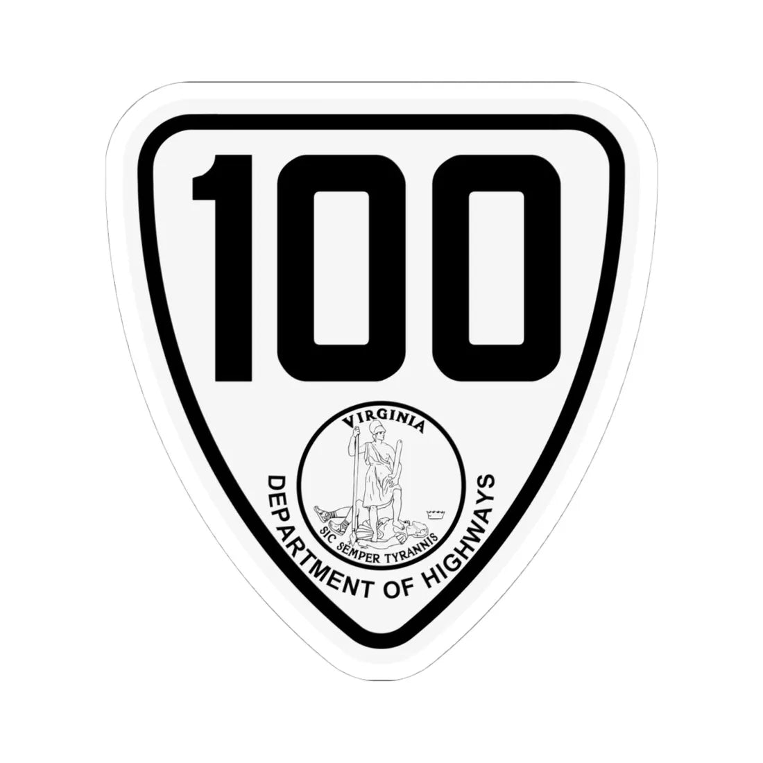 Virginia 100 1924 (Virginia) (Road Sign) STICKER Vinyl Kiss-Cut Decal 4 Inch White - The Sticker Space