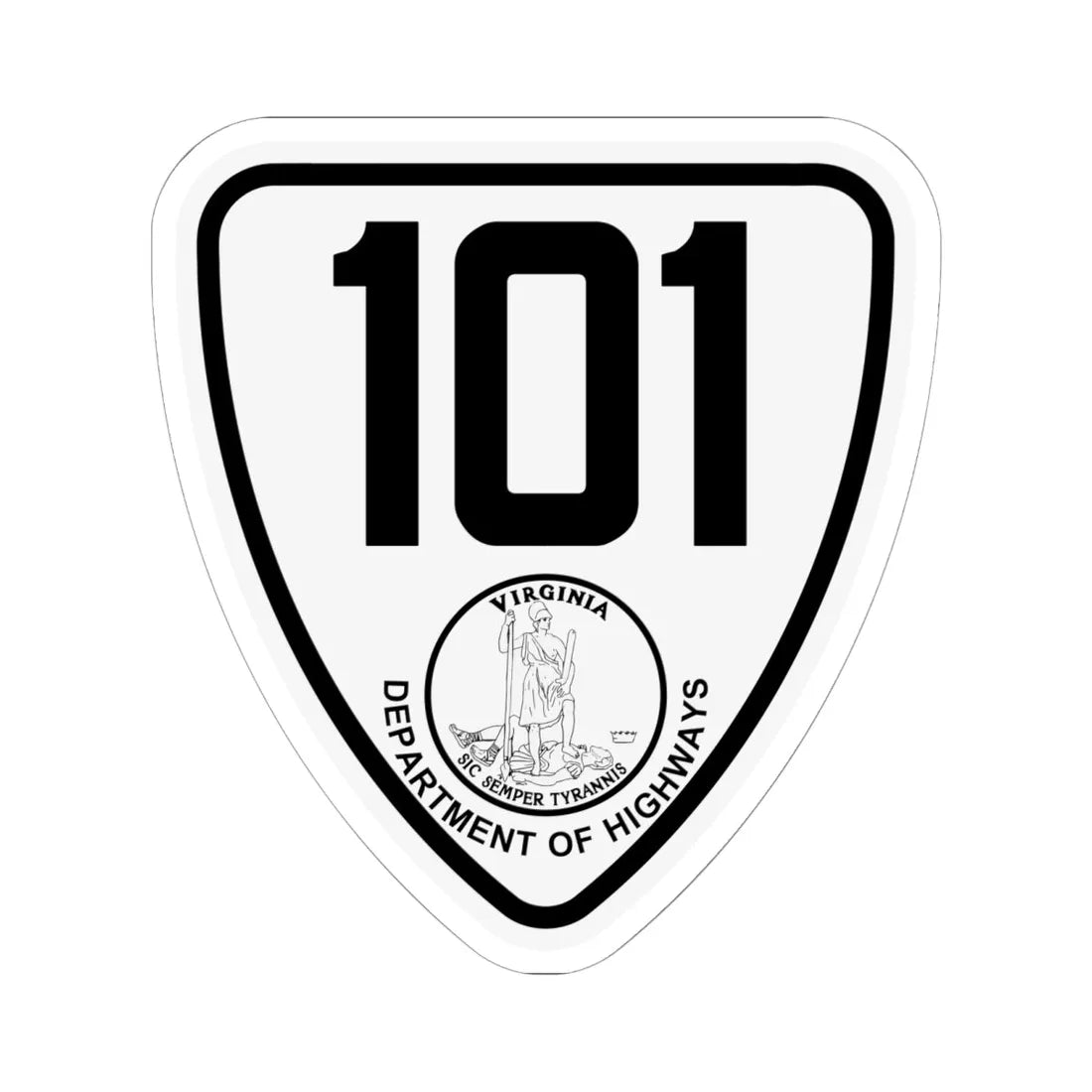 Virginia 101 1924 (Virginia) (Road Sign) STICKER Vinyl Kiss-Cut Decal 6 Inch White - The Sticker Space