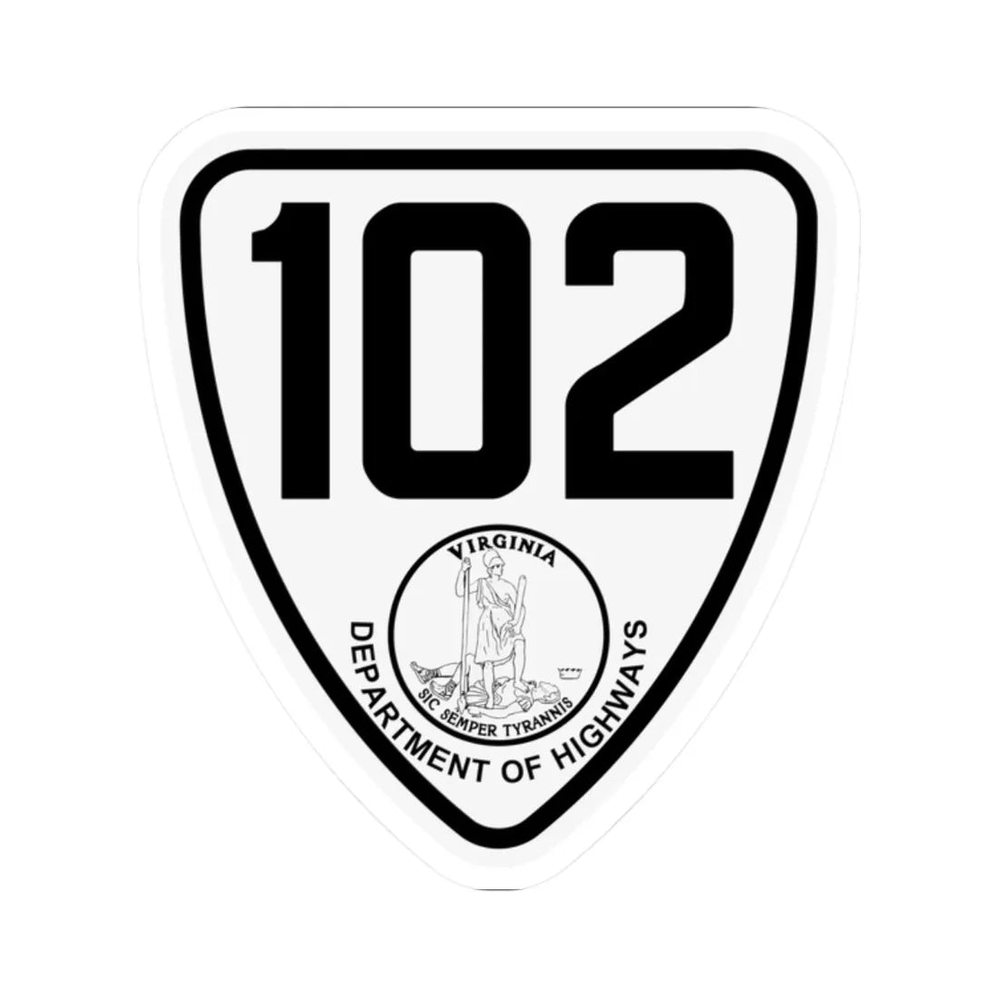 Virginia 102 1924 (Virginia) (Road Sign) STICKER Vinyl Kiss-Cut Decal 2 Inch White - The Sticker Space