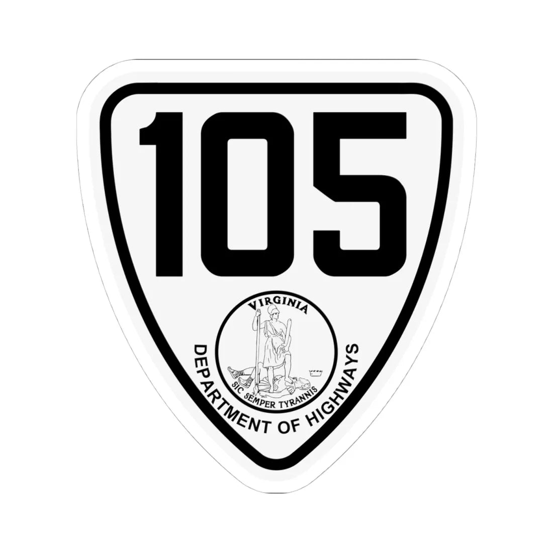 Virginia 105 1924 (Virginia) (Road Sign) STICKER Vinyl Kiss-Cut Decal 4 Inch White - The Sticker Space