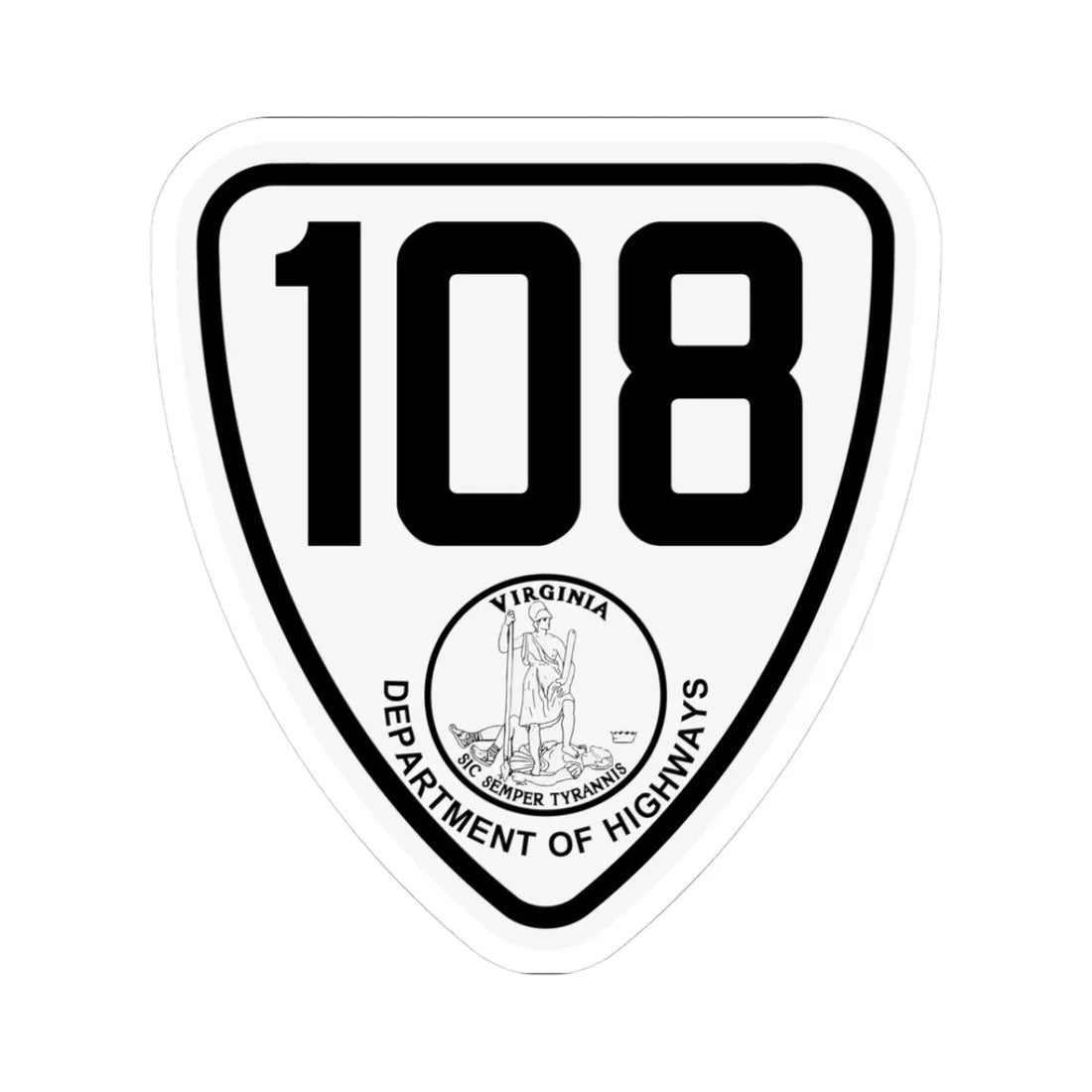Virginia 108 1924 (Virginia) (Road Sign) STICKER Vinyl Kiss-Cut Decal 3 Inch White - The Sticker Space