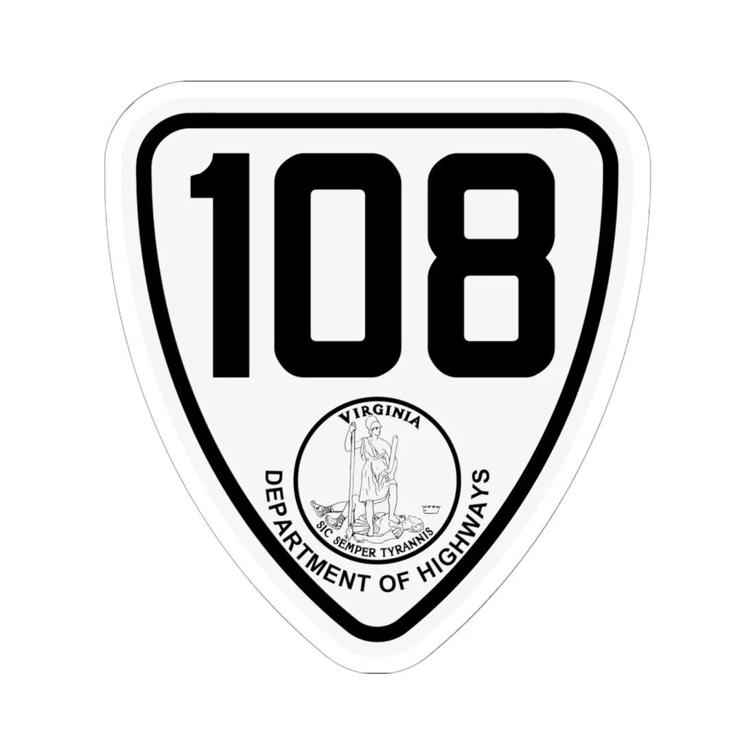 Virginia 108 1924 (Virginia) (Road Sign) STICKER Vinyl Kiss-Cut Decal 6 Inch White - The Sticker Space