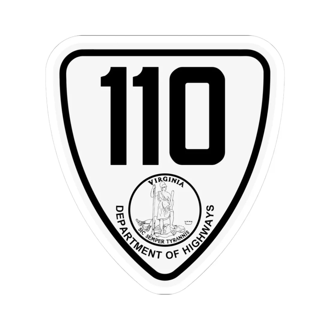 Virginia 110 1924 (Virginia) (Road Sign) STICKER Vinyl Kiss-Cut Decal 3 Inch White - The Sticker Space