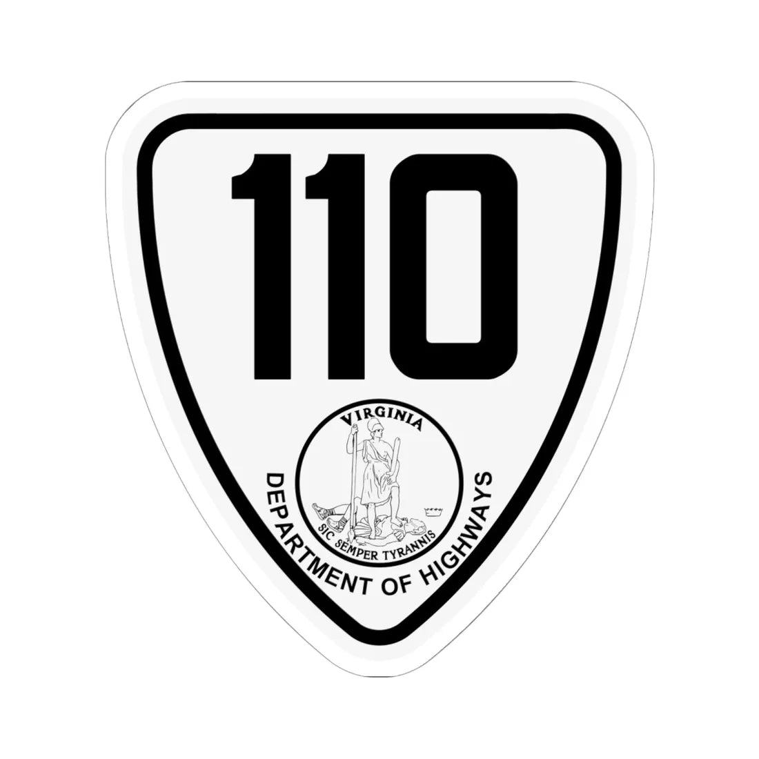 Virginia 110 1924 (Virginia) (Road Sign) STICKER Vinyl Kiss-Cut Decal 6 Inch White - The Sticker Space