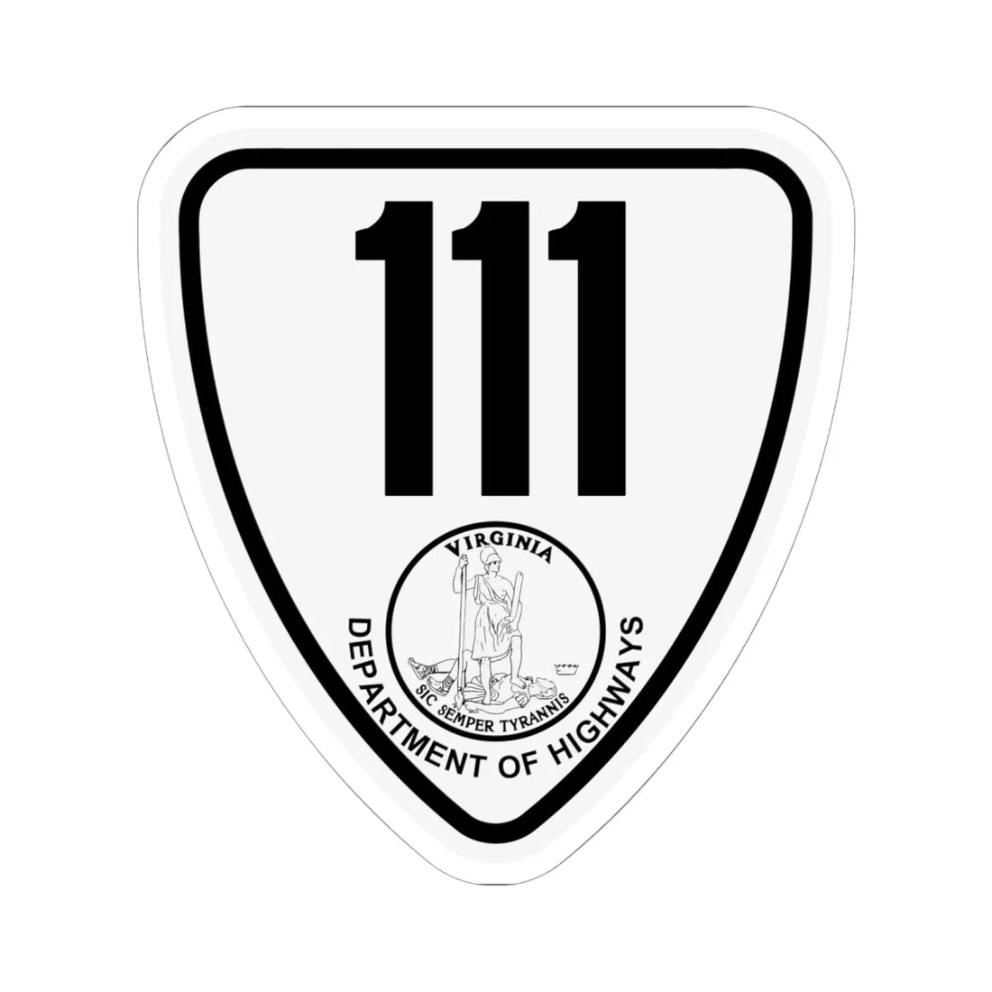 Virginia 111 1924 (Virginia) (Road Sign) STICKER Vinyl Kiss-Cut Decal 6 Inch White - The Sticker Space