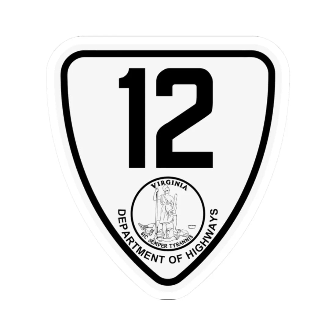 Virginia 12 1924 (Virginia) (Road Sign) STICKER Vinyl Kiss-Cut Decal 2 Inch White - The Sticker Space