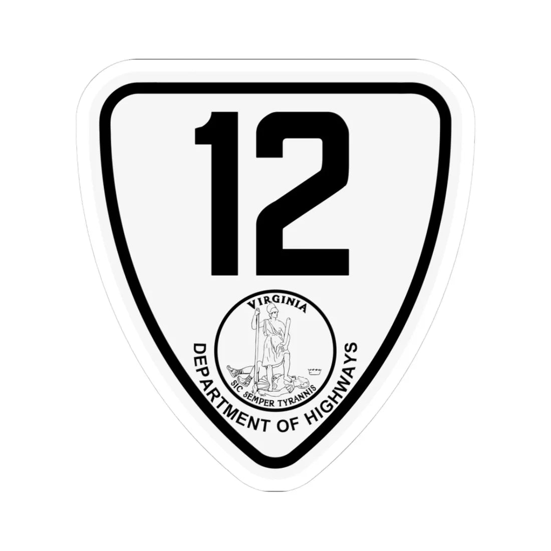 Virginia 12 1924 (Virginia) (Road Sign) STICKER Vinyl Kiss-Cut Decal 3 Inch White - The Sticker Space