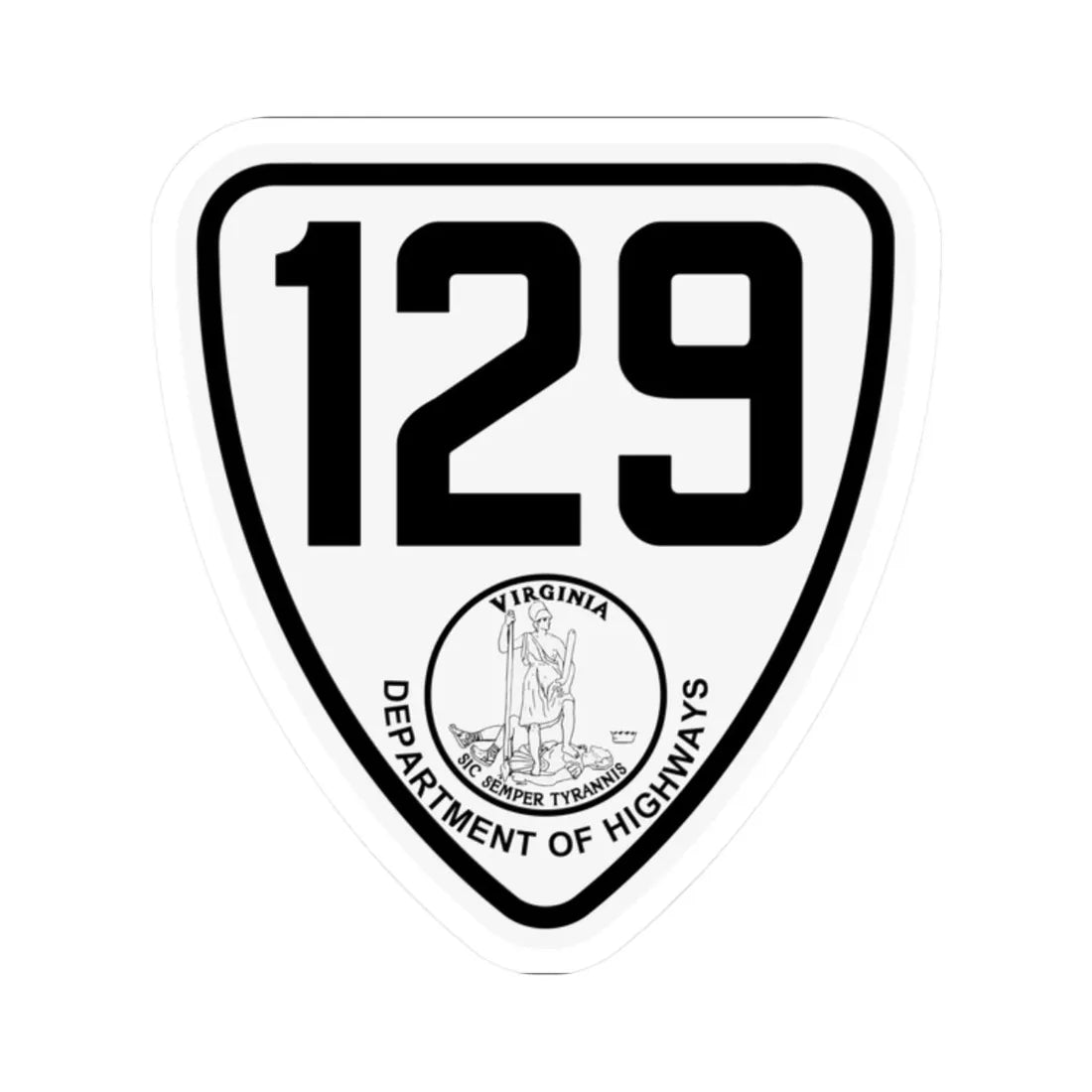 Virginia 129 1924 (Virginia) (Road Sign) STICKER Vinyl Kiss-Cut Decal - The Sticker Space