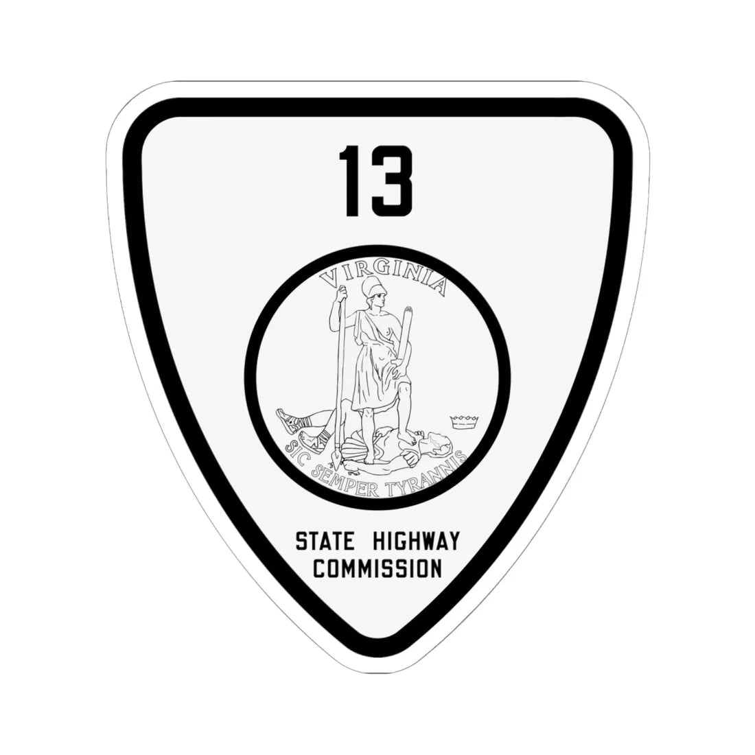 Virginia 13 1918 (Virginia) (Road Sign) STICKER Vinyl Kiss-Cut Decal 6 Inch White - The Sticker Space