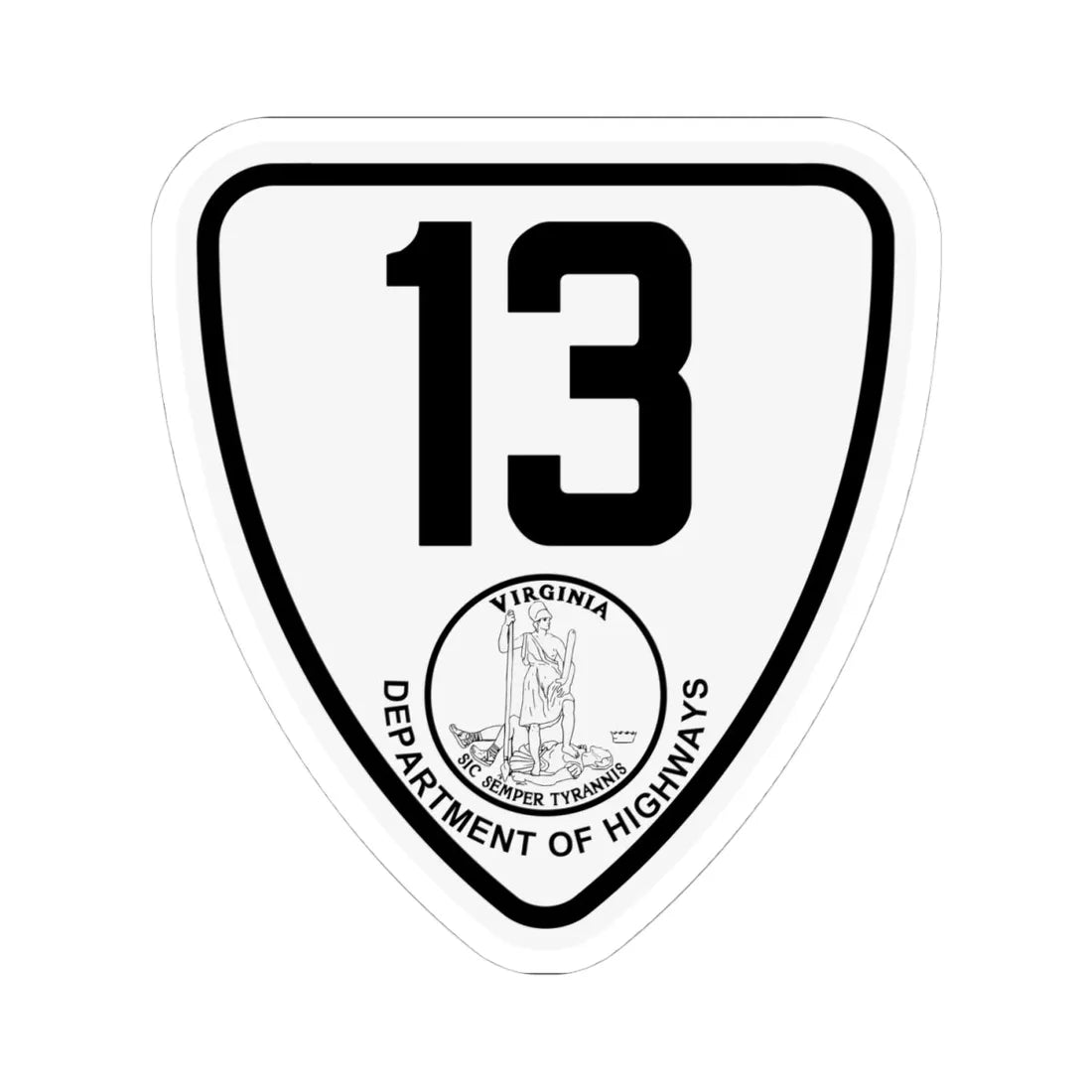 Virginia 13 1924 (Virginia) (Road Sign) STICKER Vinyl Kiss-Cut Decal 4 Inch White - The Sticker Space