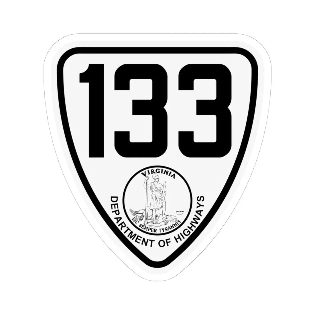 Virginia 133 1924 (Virginia) (Road Sign) STICKER Vinyl Kiss-Cut Decal 4 Inch White - The Sticker Space
