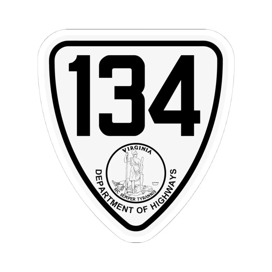 Virginia 134 1924 (Virginia) (Road Sign) STICKER Vinyl Kiss-Cut Decal 4 Inch White - The Sticker Space