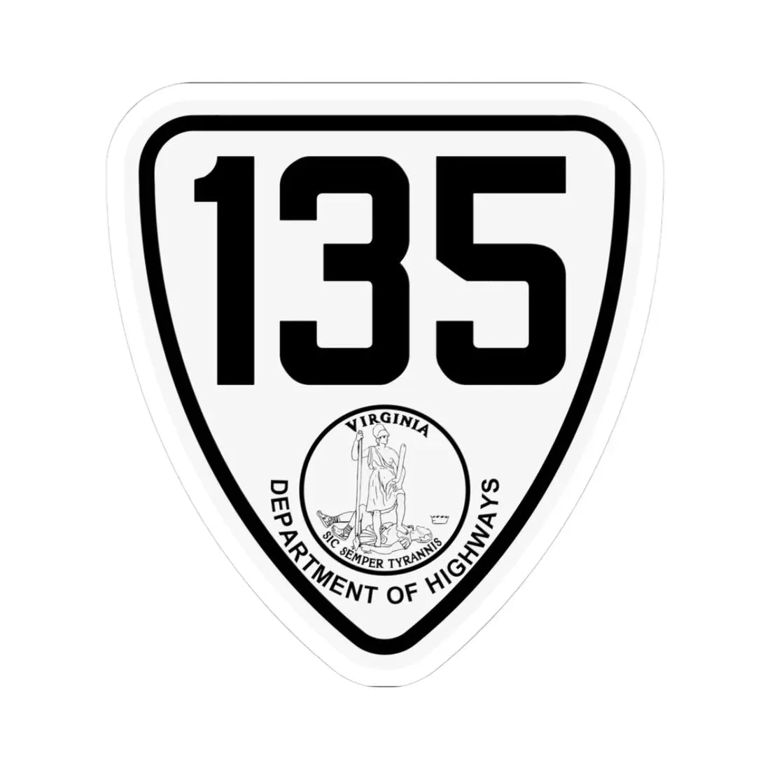 Virginia 135 1924 (Virginia) (Road Sign) STICKER Vinyl Kiss-Cut Decal 3 Inch White - The Sticker Space
