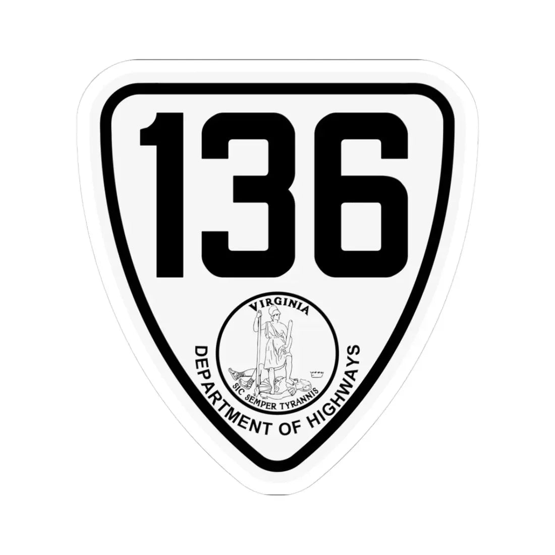 Virginia 136 1924 (Virginia) (Road Sign) STICKER Vinyl Kiss-Cut Decal 3 Inch White - The Sticker Space