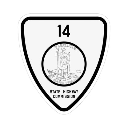 Virginia 14 1918 (Virginia) (Road Sign) STICKER Vinyl Kiss-Cut Decal 4 Inch White - The Sticker Space