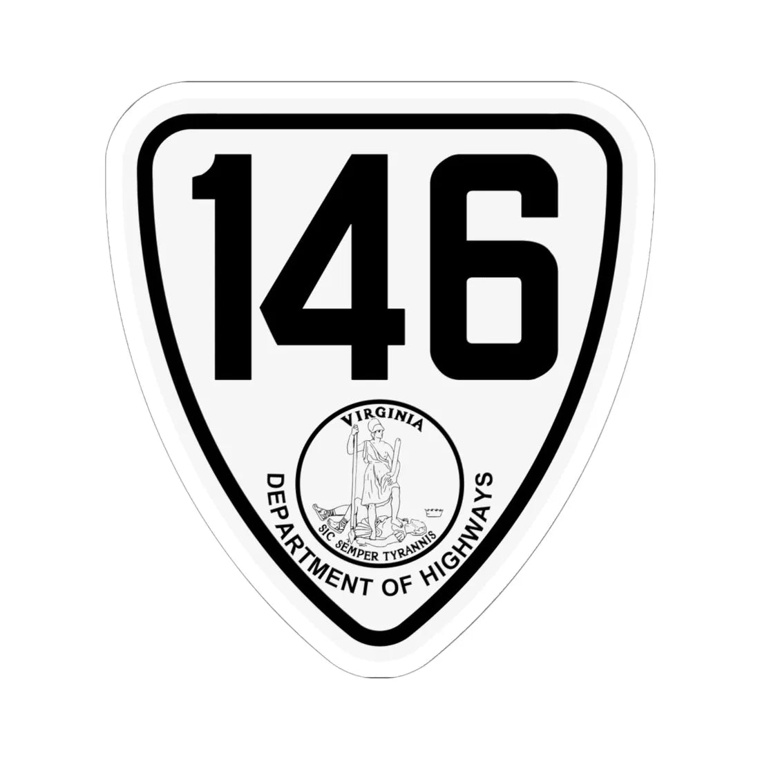 Virginia 146 1924 (Virginia) (Road Sign) STICKER Vinyl Kiss-Cut Decal 6 Inch White - The Sticker Space