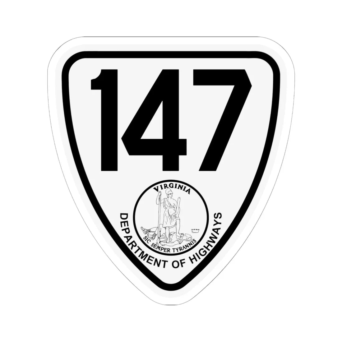 Virginia 147 1924 (Virginia) (Road Sign) STICKER Vinyl Kiss-Cut Decal 6 Inch White - The Sticker Space