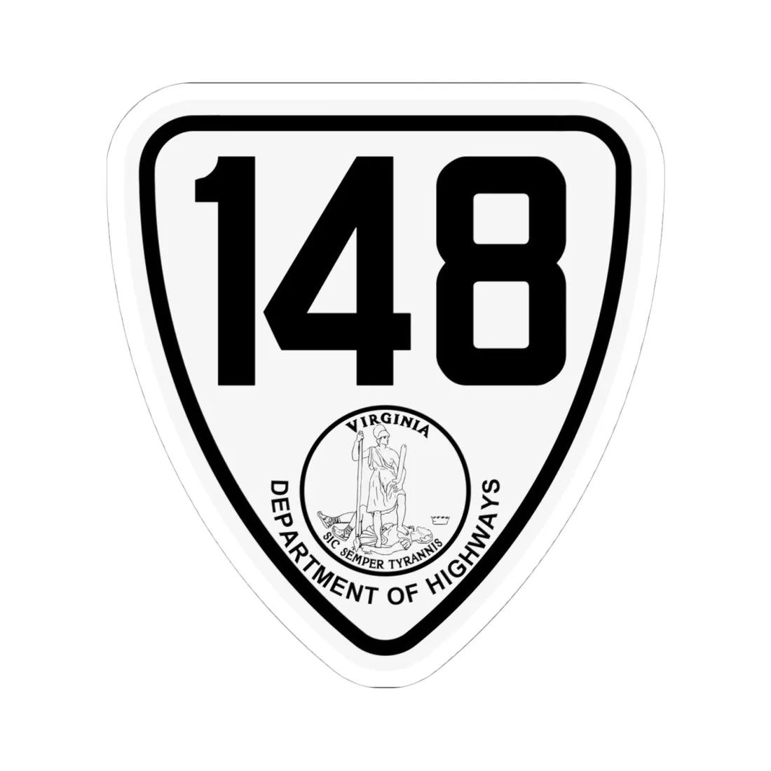 Virginia 148 1924 (Virginia) (Road Sign) STICKER Vinyl Kiss-Cut Decal 4 Inch White - The Sticker Space