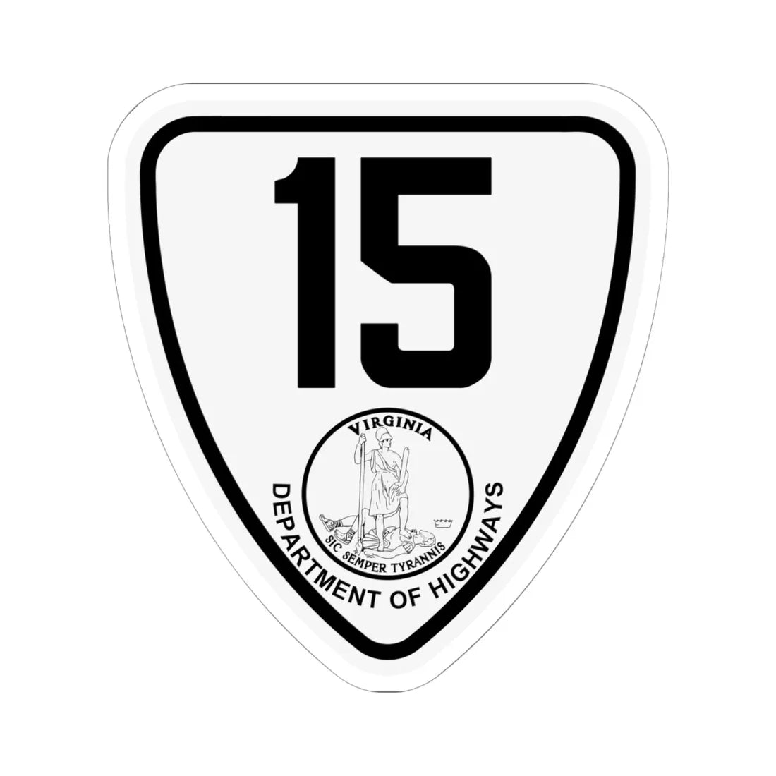 Virginia 15 1924 (Virginia) (Road Sign) STICKER Vinyl Kiss-Cut Decal 6 Inch White - The Sticker Space