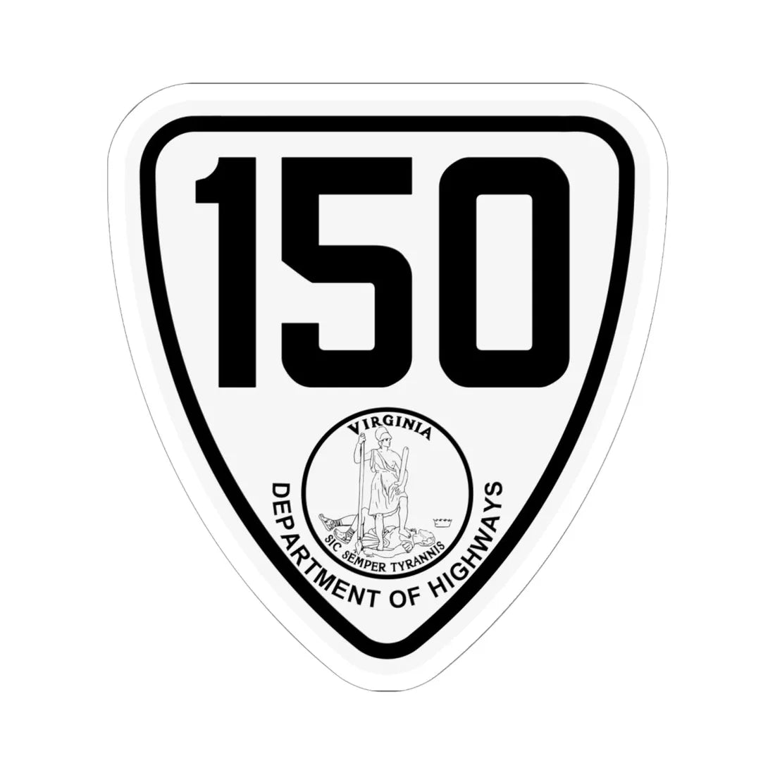 Virginia 150 1924 (Virginia) (Road Sign) STICKER Vinyl Kiss-Cut Decal 6 Inch White - The Sticker Space