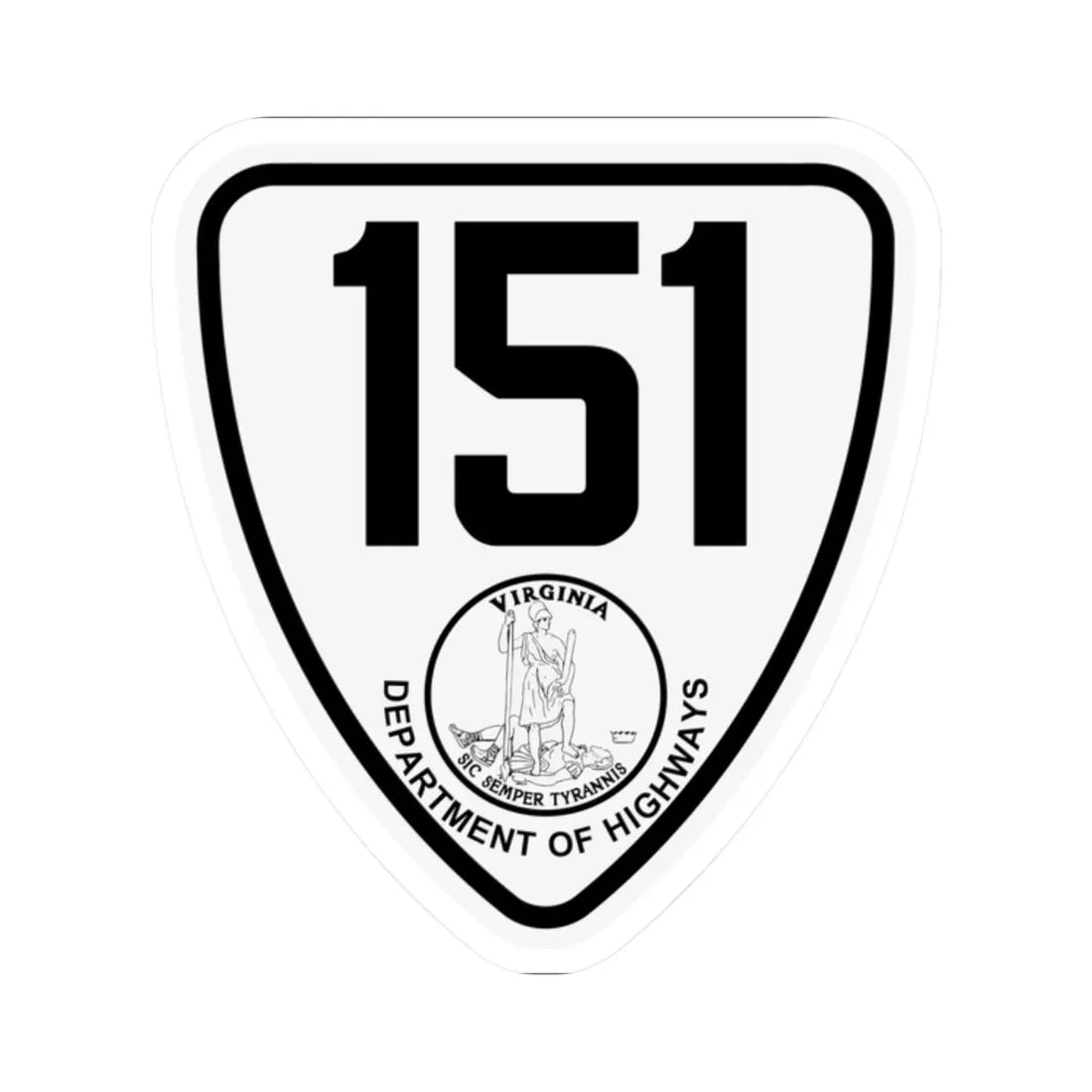 Virginia 151 1924 (Virginia) (Road Sign) STICKER Vinyl Kiss-Cut Decal 2 Inch White - The Sticker Space