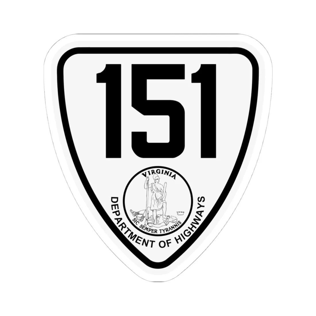 Virginia 151 1924 (Virginia) (Road Sign) STICKER Vinyl Kiss-Cut Decal 4 Inch White - The Sticker Space