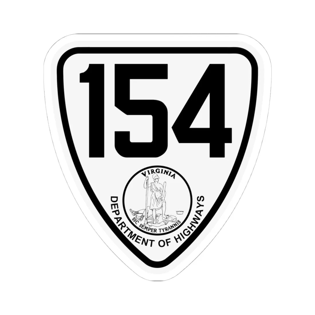 Virginia 154 1924 (Virginia) (Road Sign) STICKER Vinyl Kiss-Cut Decal 4 Inch White - The Sticker Space
