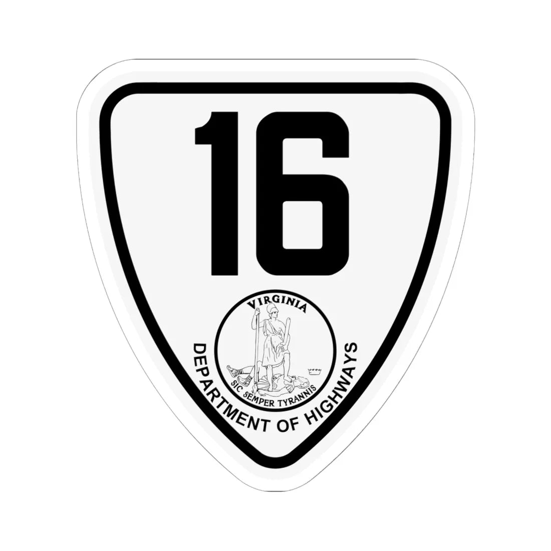 Virginia 16 1924 (Virginia) (Road Sign) STICKER Vinyl Kiss-Cut Decal 6 Inch White - The Sticker Space