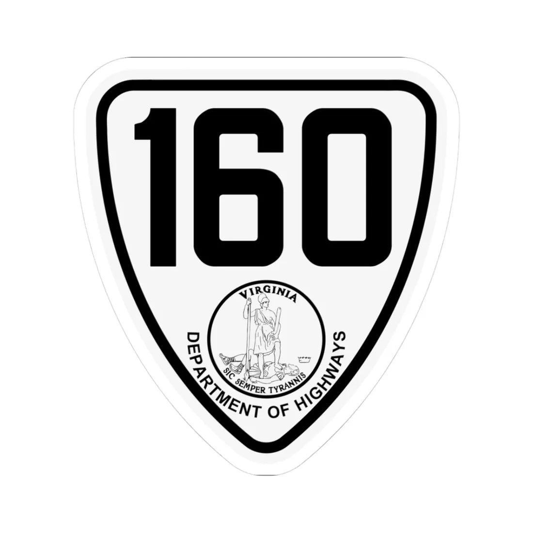Virginia 160 1924 (Virginia) (Road Sign) STICKER Vinyl Kiss-Cut Decal 3 Inch White - The Sticker Space