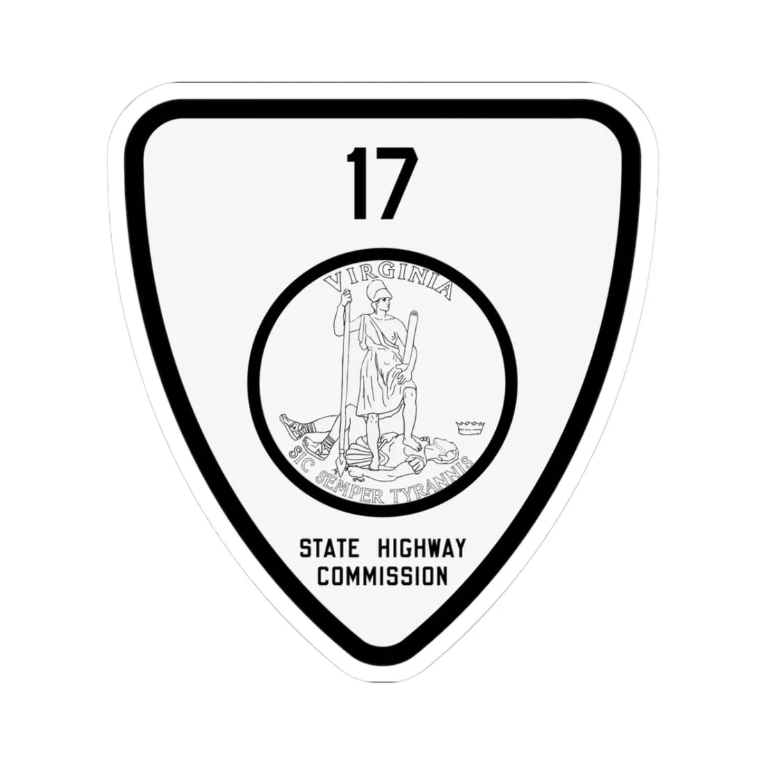 Virginia 17 1918 (Virginia) (Road Sign) STICKER Vinyl Kiss-Cut Decal 3 Inch White - The Sticker Space