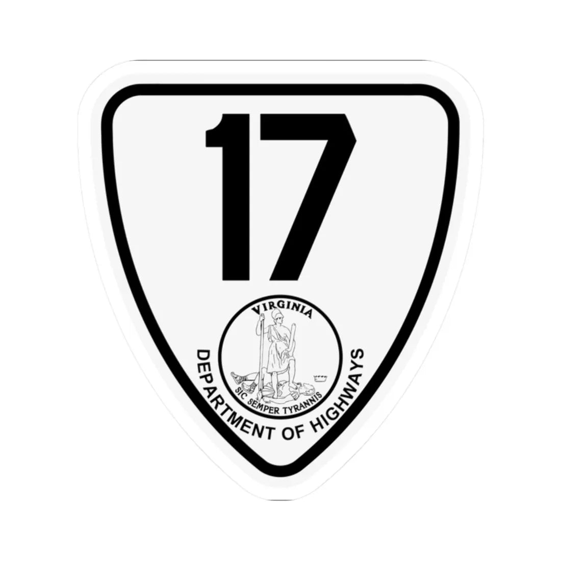 Virginia 17 1924 (Virginia) (Road Sign) STICKER Vinyl Kiss-Cut Decal 2 Inch White - The Sticker Space