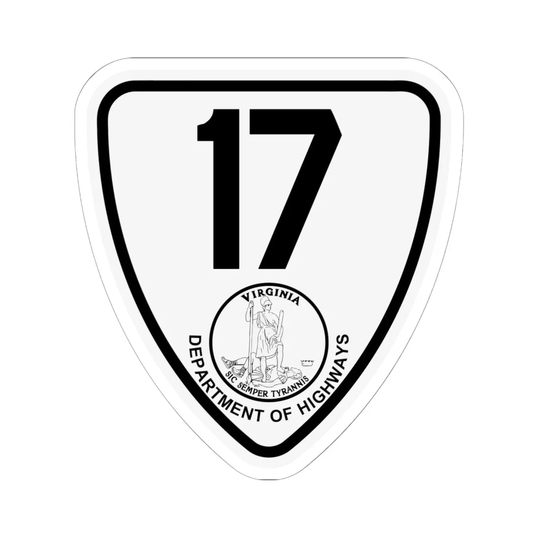 Virginia 17 1924 (Virginia) (Road Sign) STICKER Vinyl Kiss-Cut Decal 6 Inch White - The Sticker Space
