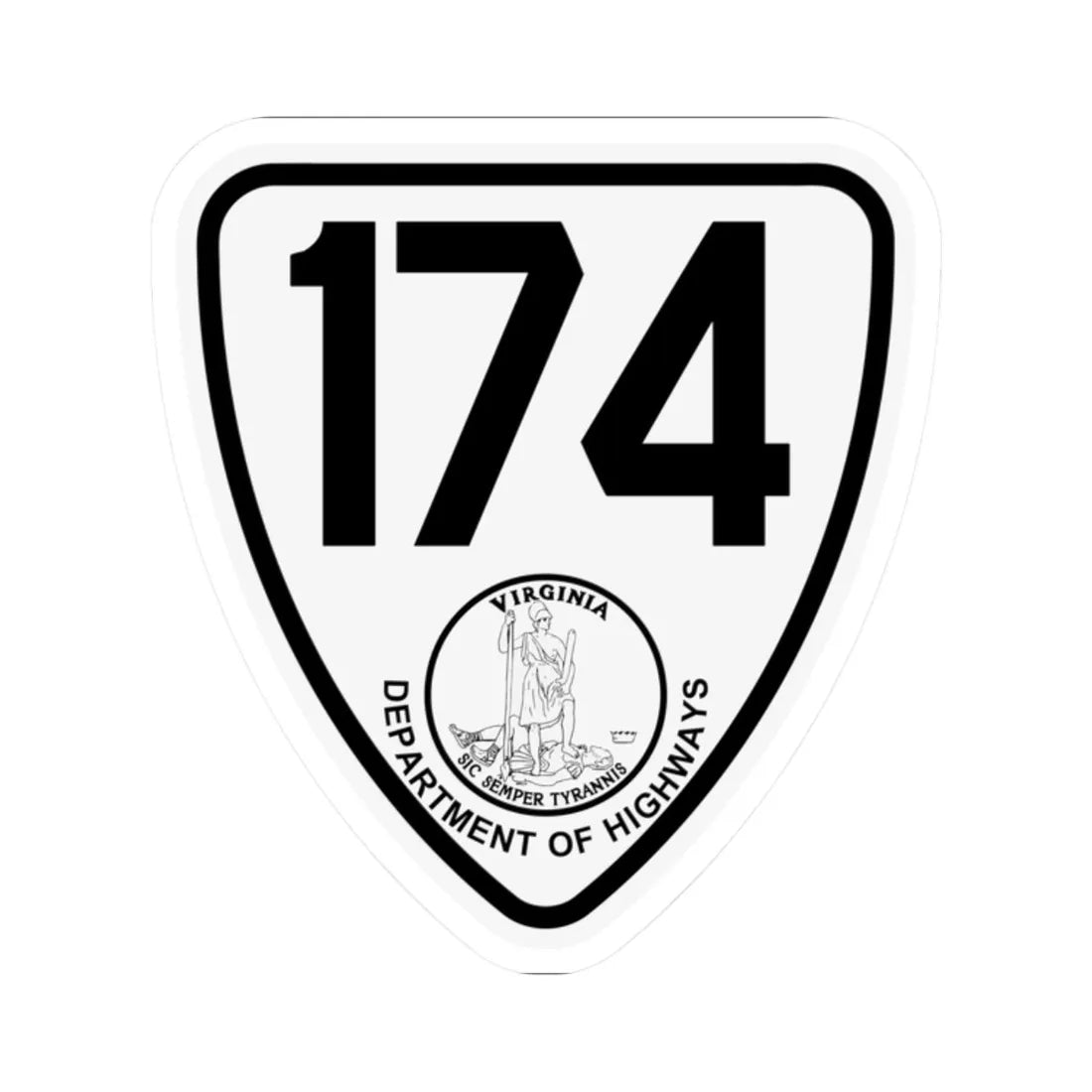 Virginia 174 1924 (Virginia) (Road Sign) STICKER Vinyl Kiss-Cut Decal 2 Inch White - The Sticker Space