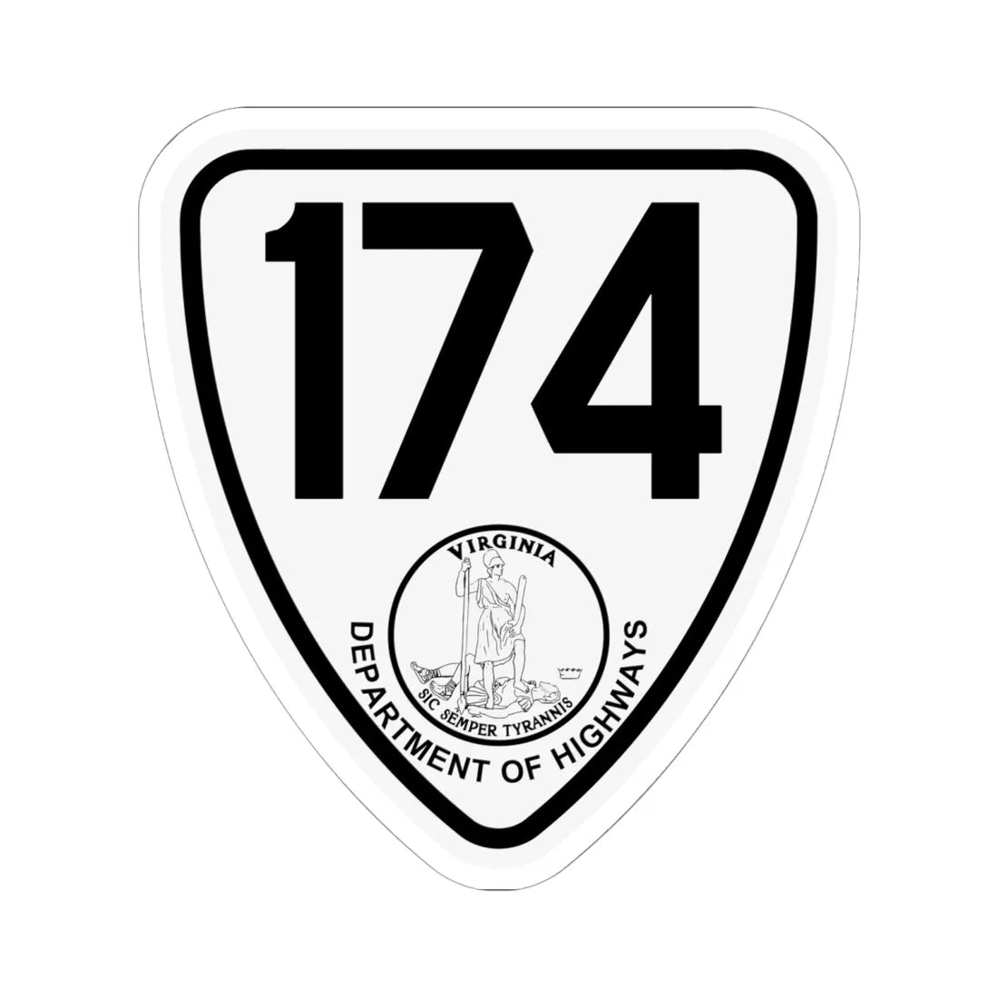 Virginia 174 1924 (Virginia) (Road Sign) STICKER Vinyl Kiss-Cut Decal 6 Inch White - The Sticker Space